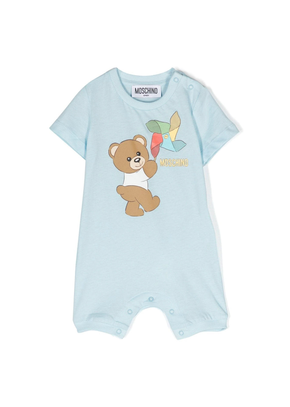 Moschino Kids Tutina Cielo con Stampa Teddy Bear per Neonati (fronte)