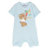 Moschino Kids Tutina Cielo con Stampa Teddy Bear per Neonati (fronte)