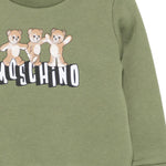 Moschino Kids Felpa Verde con Logo Teddy Bear per Neonati