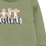 Moschino Kids Felpa Verde con Logo Teddy Bear per Neonati