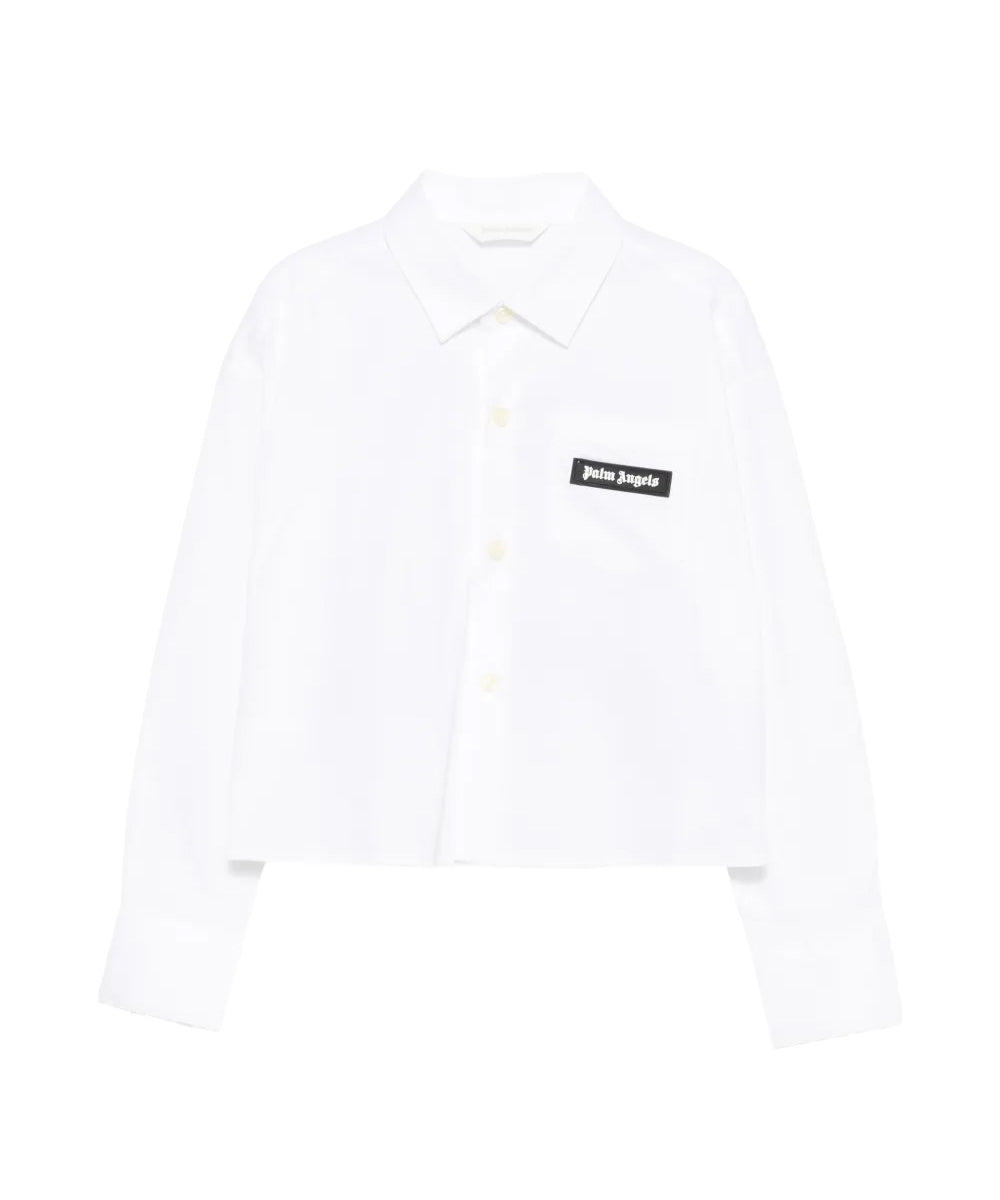 Palm Angels Kids Camicia Bianco con Logo per Bambina