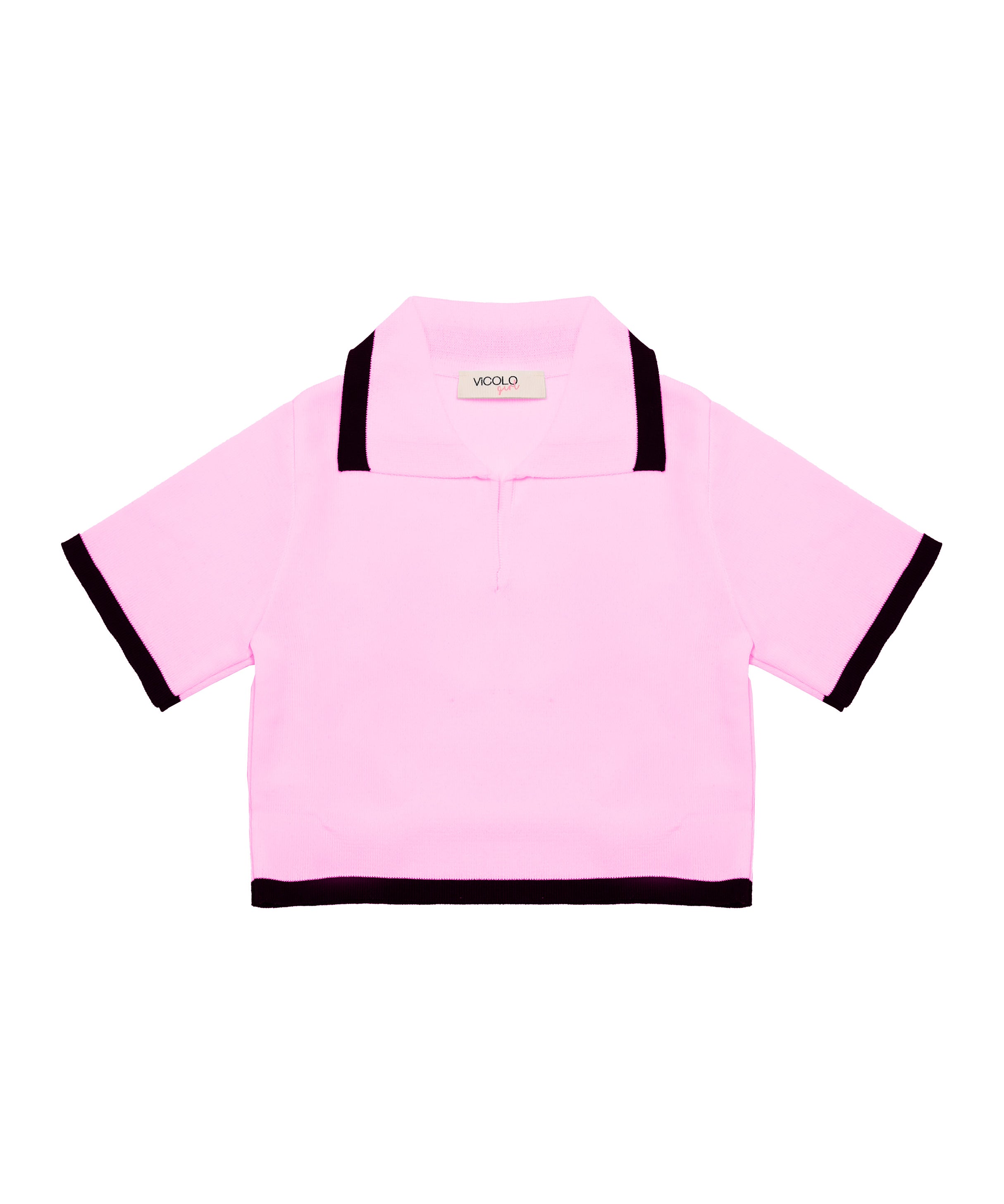 Vicolo Kids Polo Rosa Ricamata per Bambine