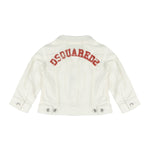 Dsquared2 Kids Giacca in Denim Bianco con Stampa Logo sul Retro per Neonati