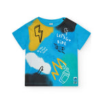 Tuc Tuc T-shirt Azzurra con Stampa Multicolor per Neonati