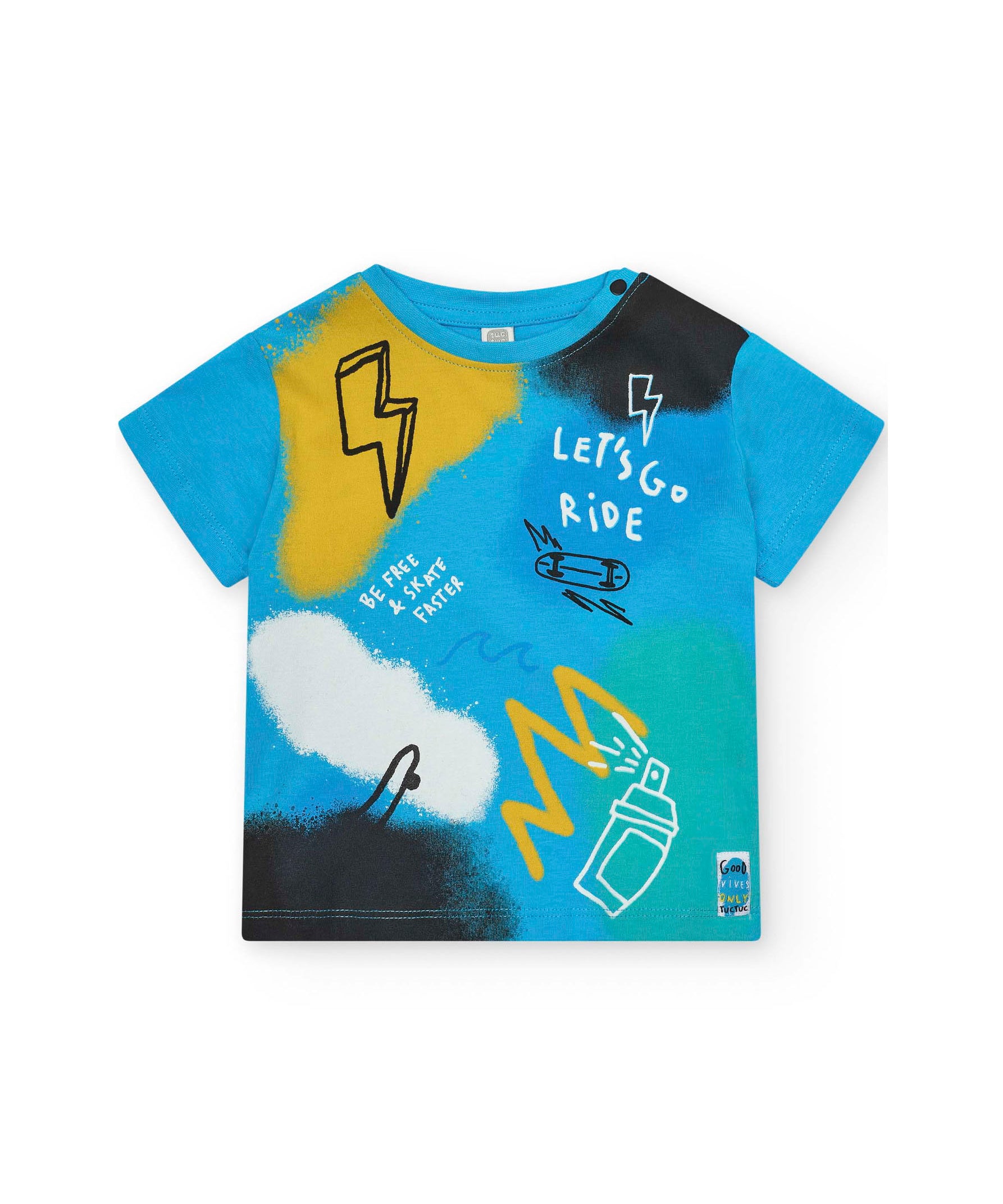 Tuc Tuc T-shirt Azzurra con Stampa Multicolor per Neonati