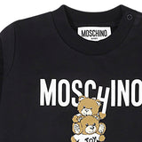 Moschino Kids Felpa Nera con Stampa Logo Teddy Bear per Neonati (dettaglio)