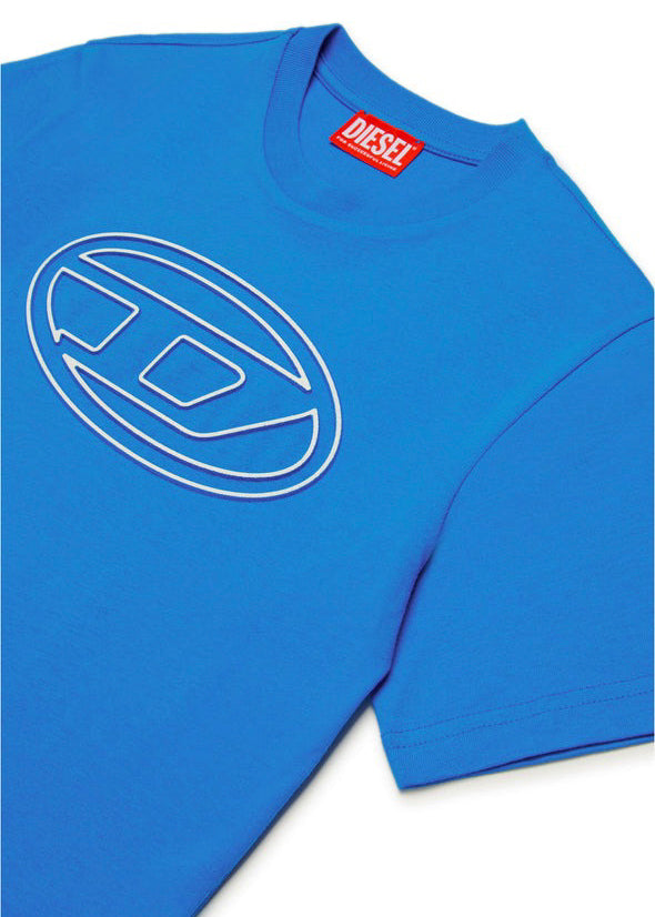 Diesel Kids T-shirt Blu con Logo Oval D per Bambini