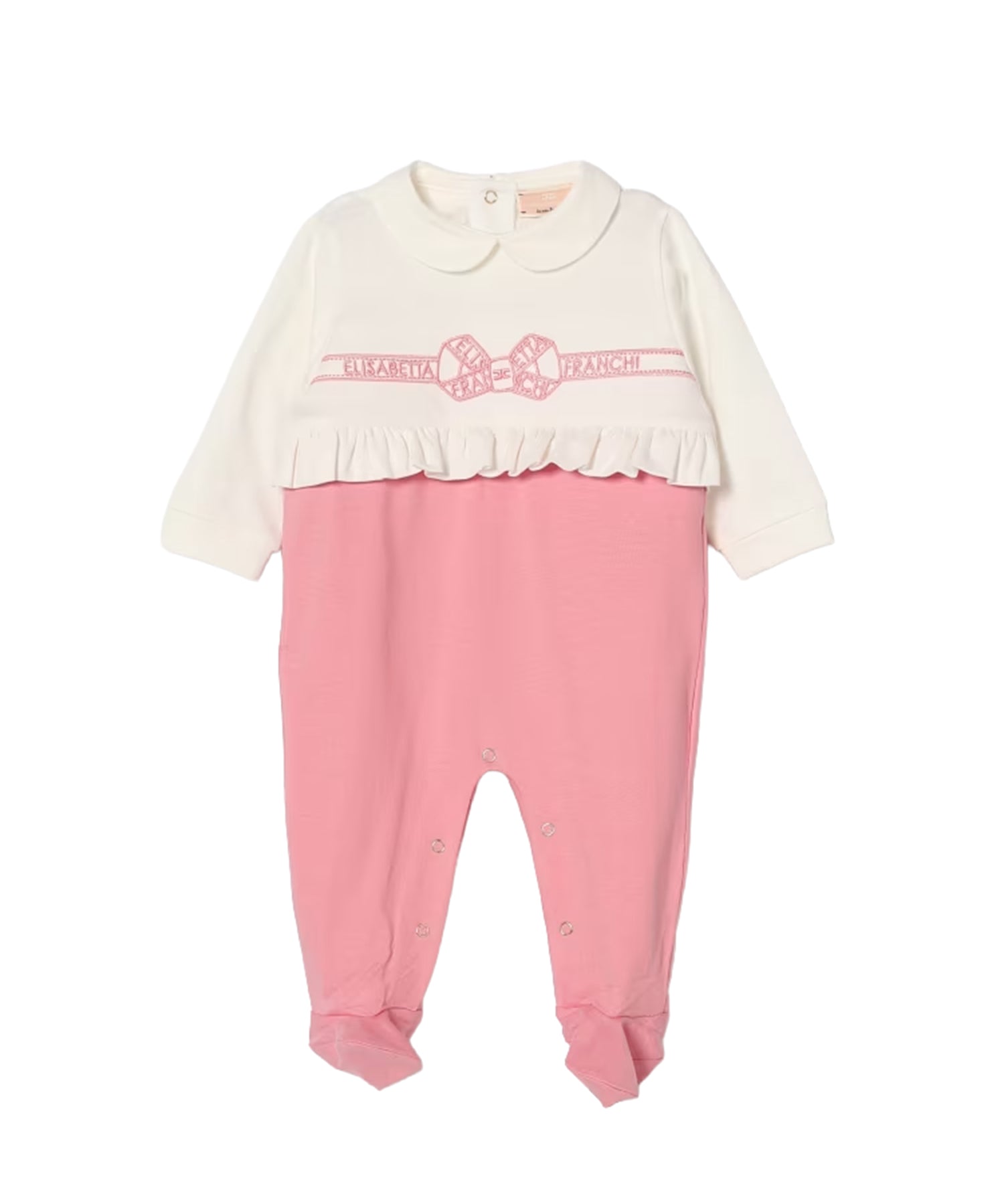 Elisabetta Franchi La Mia Bambina Tutina Avorio/ortensia con Ricamo Logo per Neonate