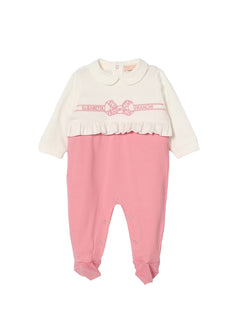 Elisabetta Franchi La Mia Bambina Tutina Avorio/ortensia con Ricamo Logo per Neonate