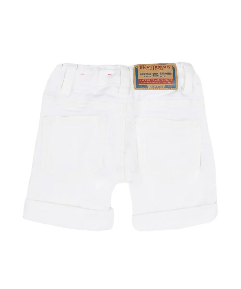 Diesel Kids Bermuda in Denim Bianco per Neonati