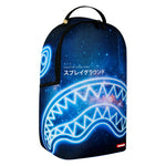 Sprayground Kids Zaino Thin On It Unisex Blu con Stampa Galassia e Shark Mouth Neon