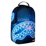 Sprayground Kids Zaino Thin On It Unisex Blu con Stampa Galassia e Shark Mouth Neon