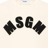 MSGM Kids T-Shirt Crema con Logo Lettering Nero per Bambine