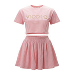 Vicolo Kids Completo Rosa con Logo Brillantinato per Bambine