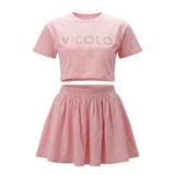 Vicolo Kids Completo Rosa con Logo Brillantinato per Bambine