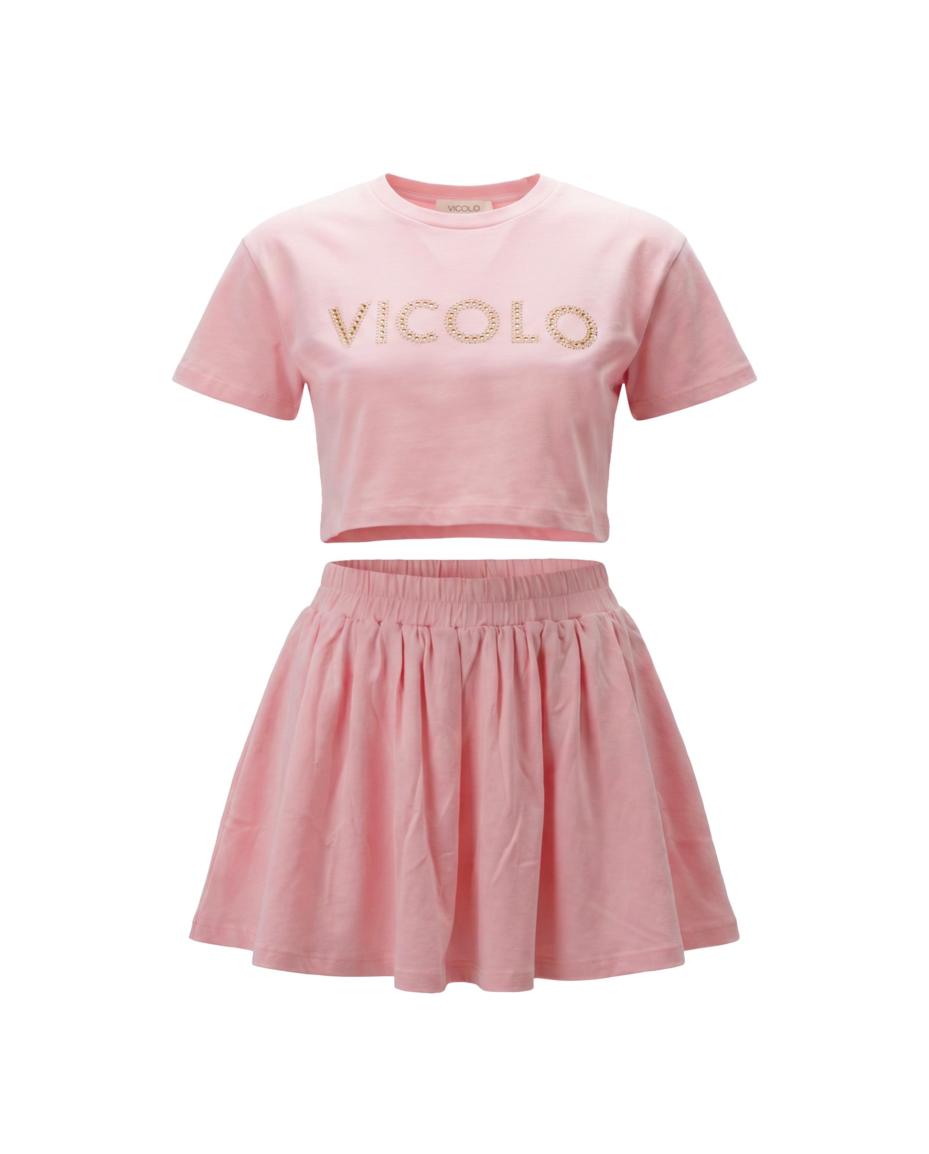 Vicolo Kids Completo Rosa con Logo Brillantinato per Bambine