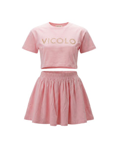 Vicolo Kids Completo Rosa con Logo Brillantinato per Bambine