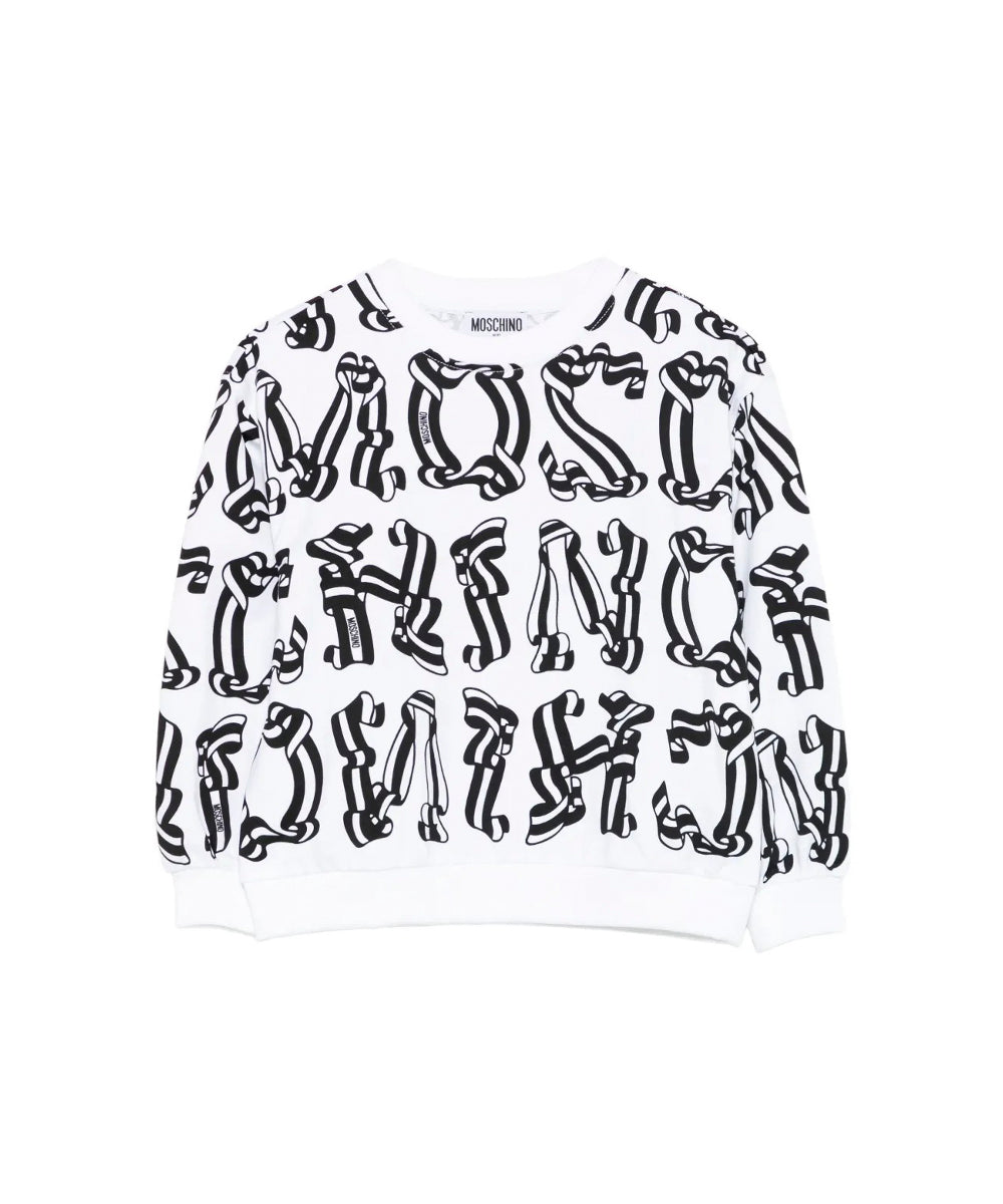 Moschino Kids Felpa Girocollo Bianca/Nera per Bambini