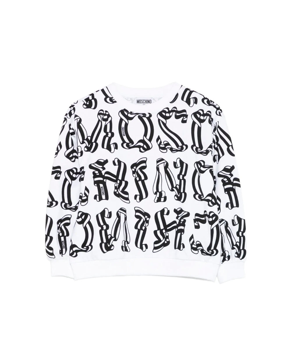 Moschino Kids Felpa Girocollo Bianca/Nera per Bambini