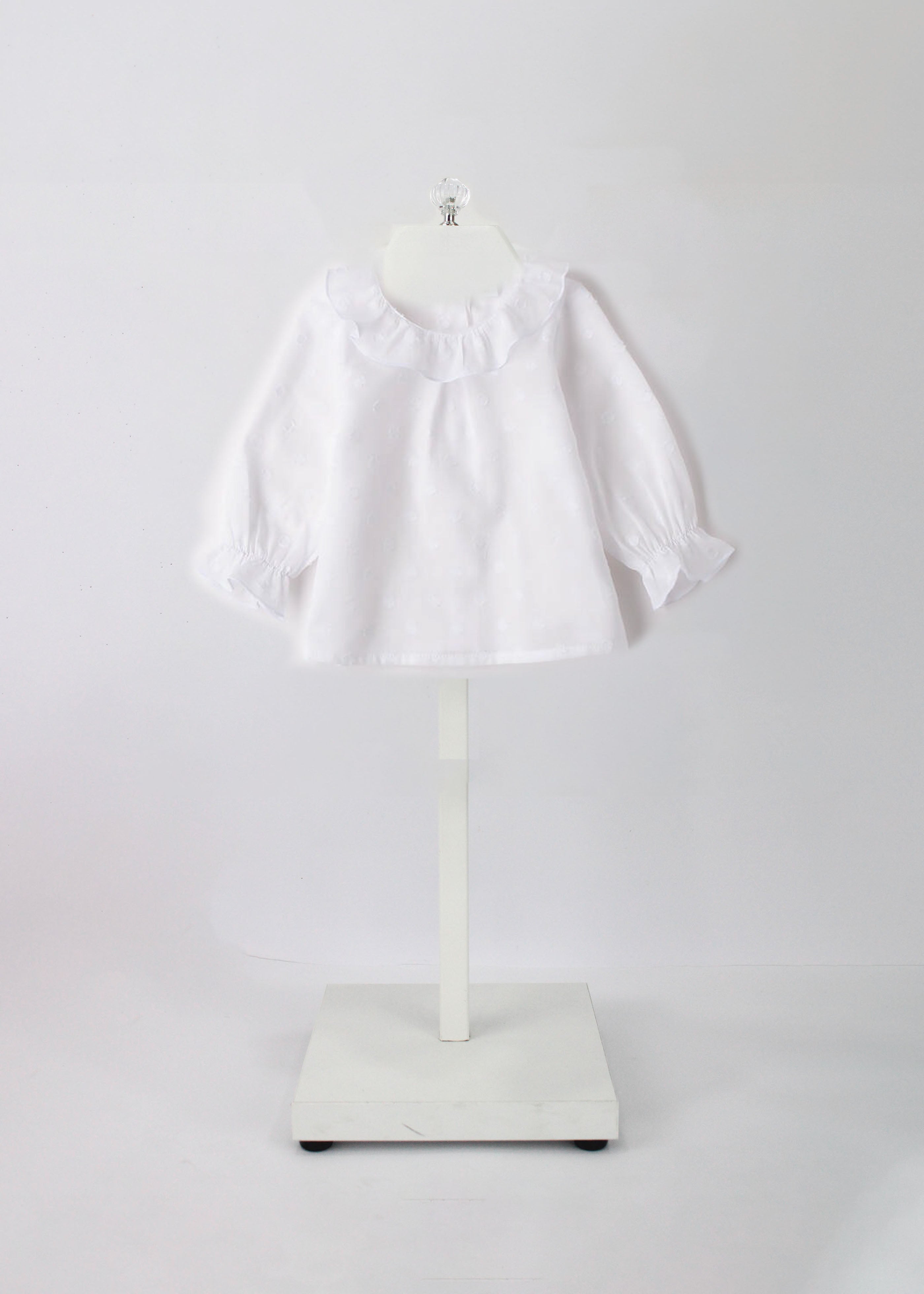 Minibanda Camicia Panna con Ruches e Pois per Neonate