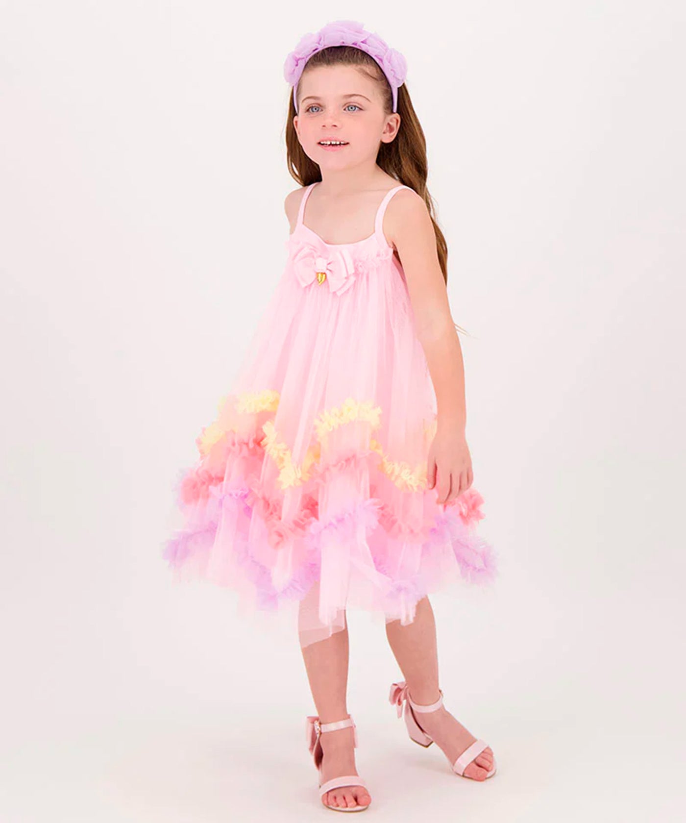 Angel's Face Abito Rosa in Tulle per Bambine