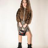 Diesel Kids Borsa Nera con Logo Oval D a Contrasto e Dettagli Rossi a Contrasto per Bambine