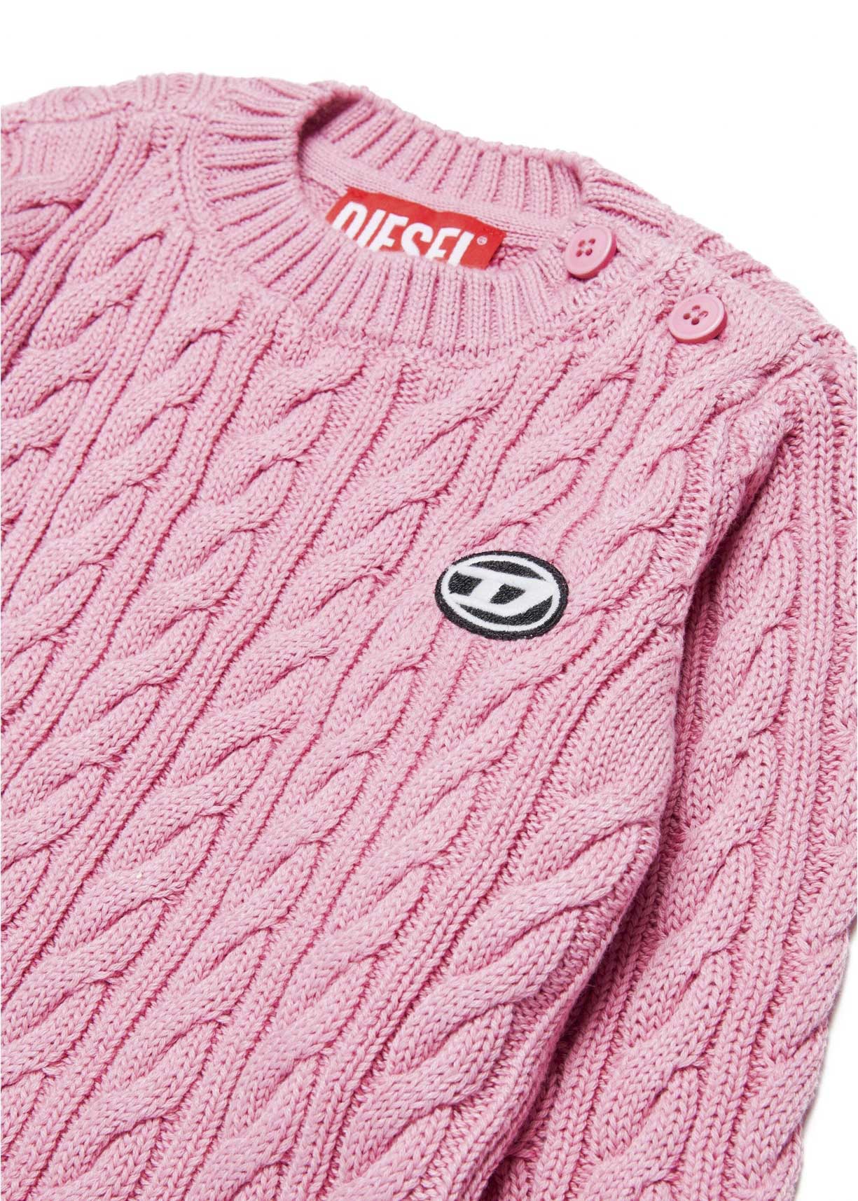 Diesel Kids Pullover Rosa a Trecce per Neonate