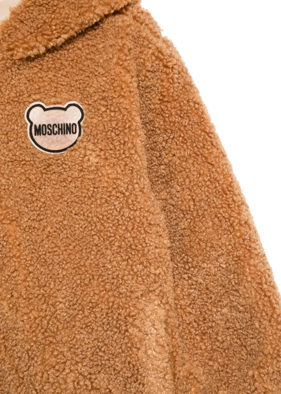 Moschino Kids Giubbino in Shearling Marrone per Neonati (dettaglio)