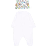 Moschino Kids Tutina+Cappellino Bianco/Fantasia con Teddy Bear per Neonati