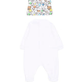 Moschino Kids Tutina+Cappellino Bianco/Fantasia con Teddy Bear per Neonati