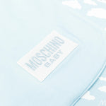 Moschino Kids Coperta Double-Face Celeste con Fantasia Logo per Neonati