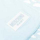 Moschino Kids Coperta Double-Face Celeste con Fantasia Logo per Neonati