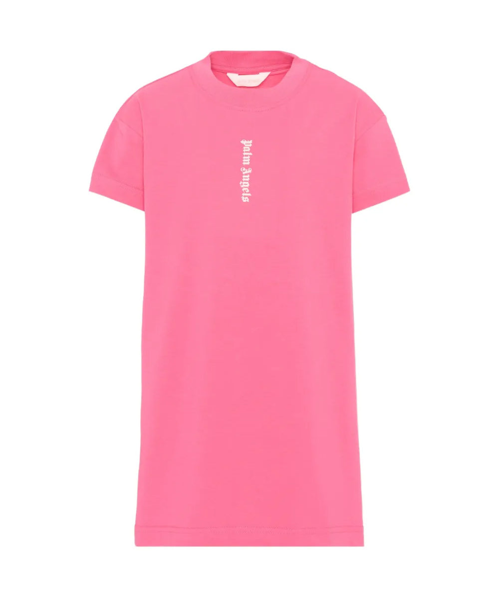 Palm Angels Kids Abito Rosa con Logo Bianco per Bambine