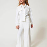 Twinset Kids Pantaloni Bianchi Plissettati per Bambine