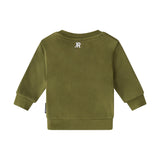 John Richmond Kids Felpa Girocollo Verde Militare in Cotone con Logo Stampato per Neonati