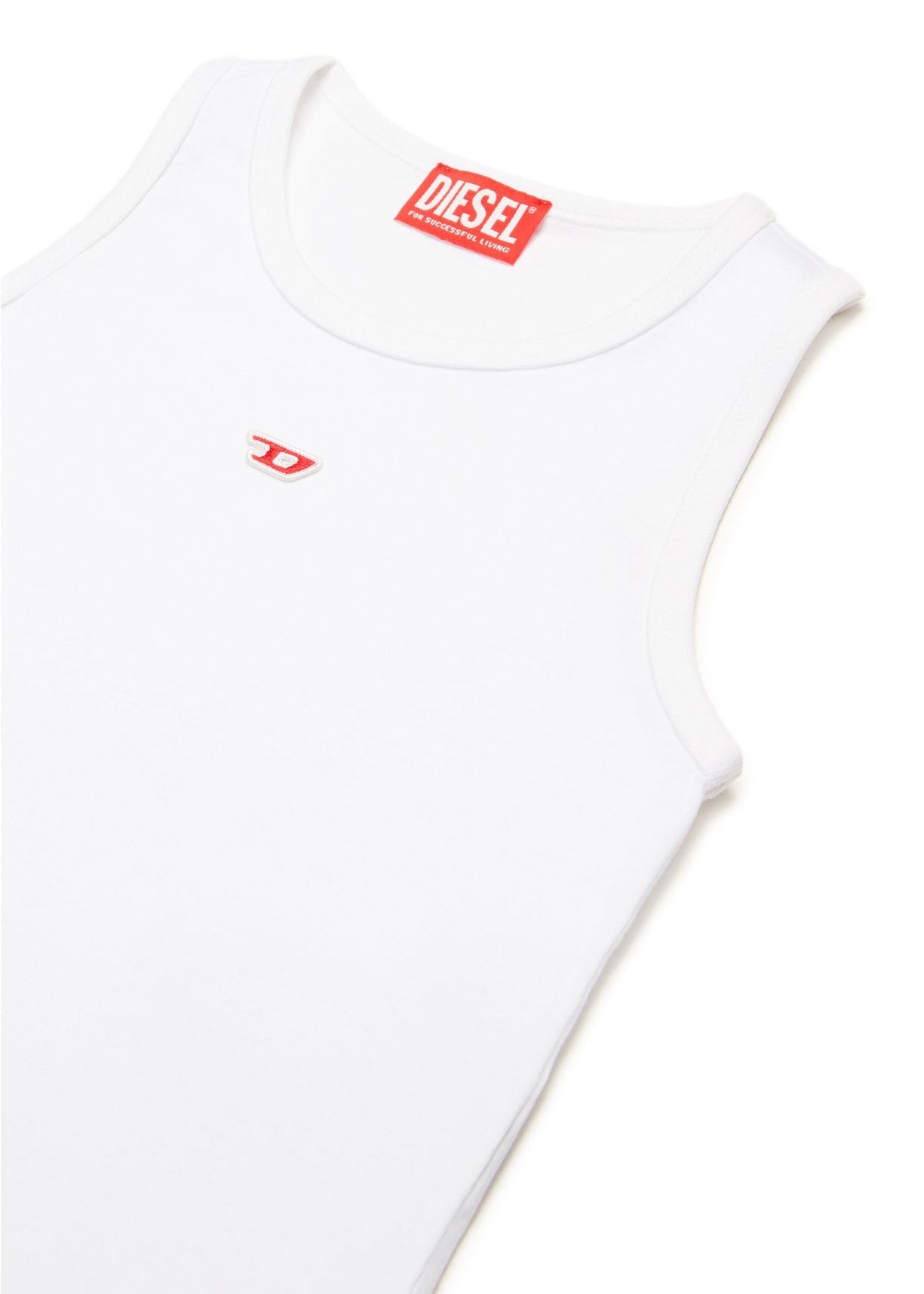 Diesel Kids Top Bianco con Patch Oval D per Bambine