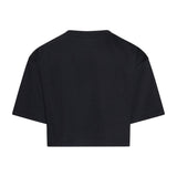 John Richmond Kids T-Shirt Nero Cropped con Logo e Applicazioni per Bambine
