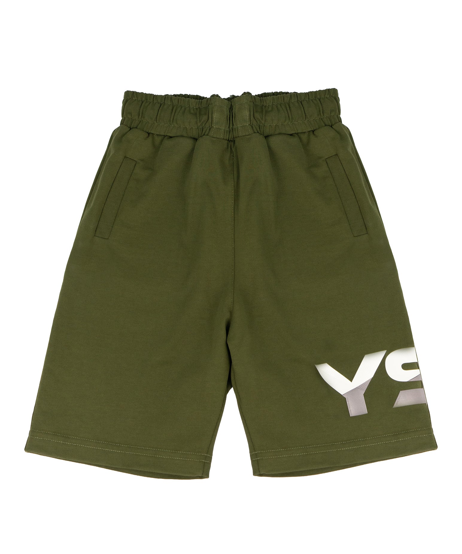 Yes London Kids Bermuda Verde Oliva con Applicazione Logo per Bambini