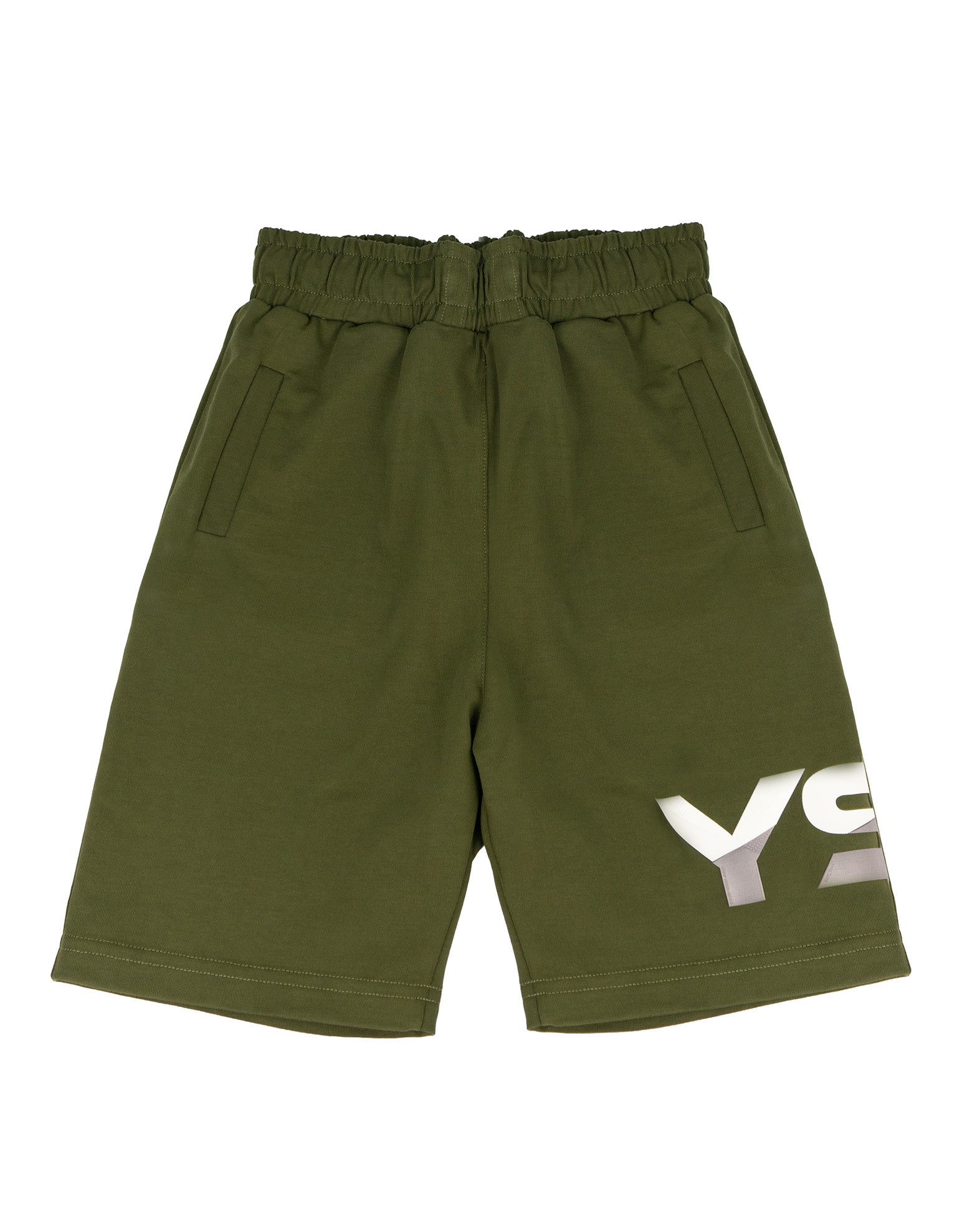 Yes London Kids Bermuda Verde Oliva con Applicazione Logo per Bambini