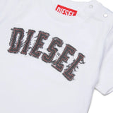 Diesel Kids T-Shirt Bianco con Logo per Neonati