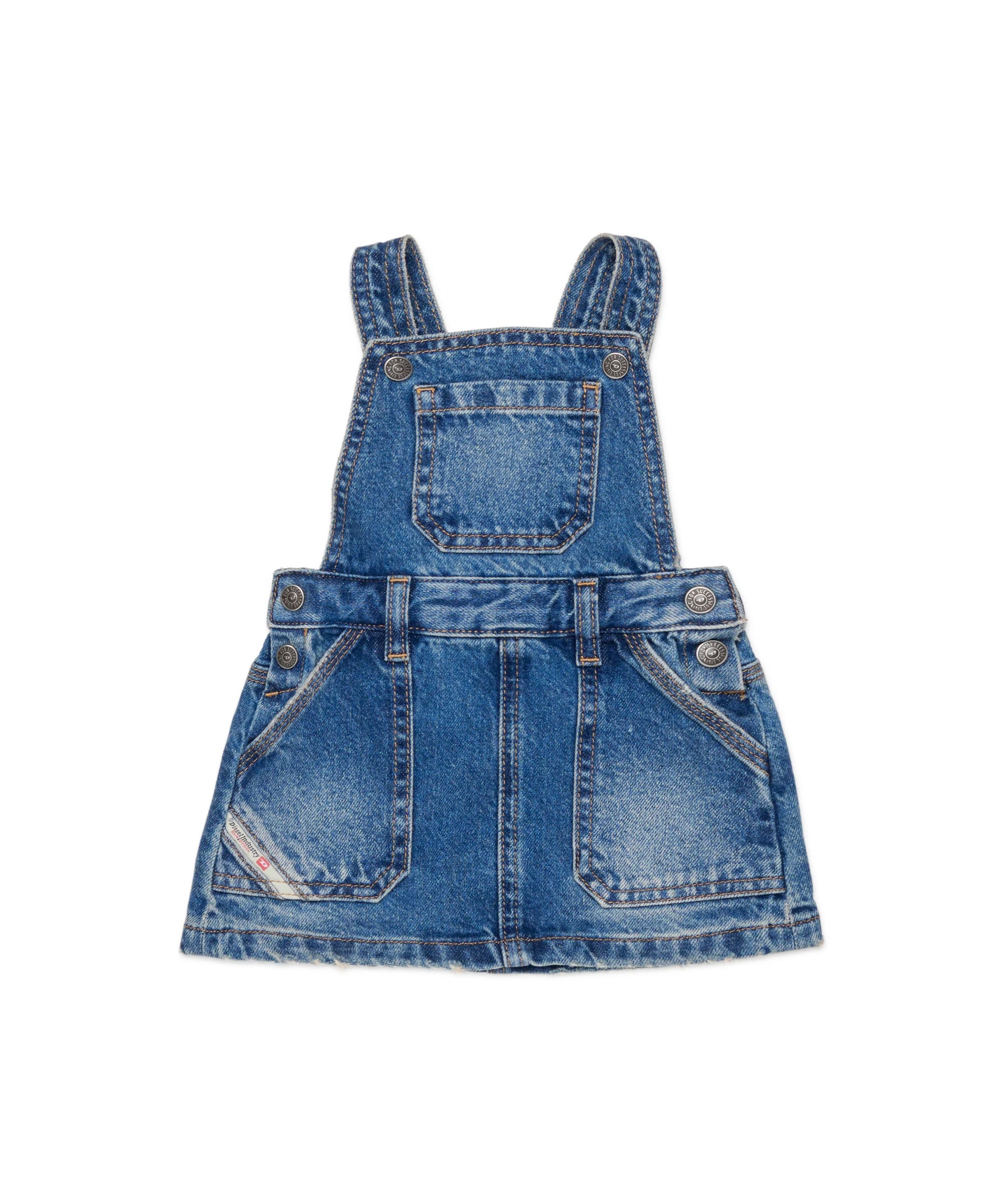 Diesel Kids Salopette Gonna in Denim con Lavaggio Medio per Neonate