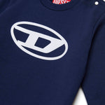 Diesel Kids Felpa Blu con Stampa Logo Oval D per Neonati (dettaglio)
