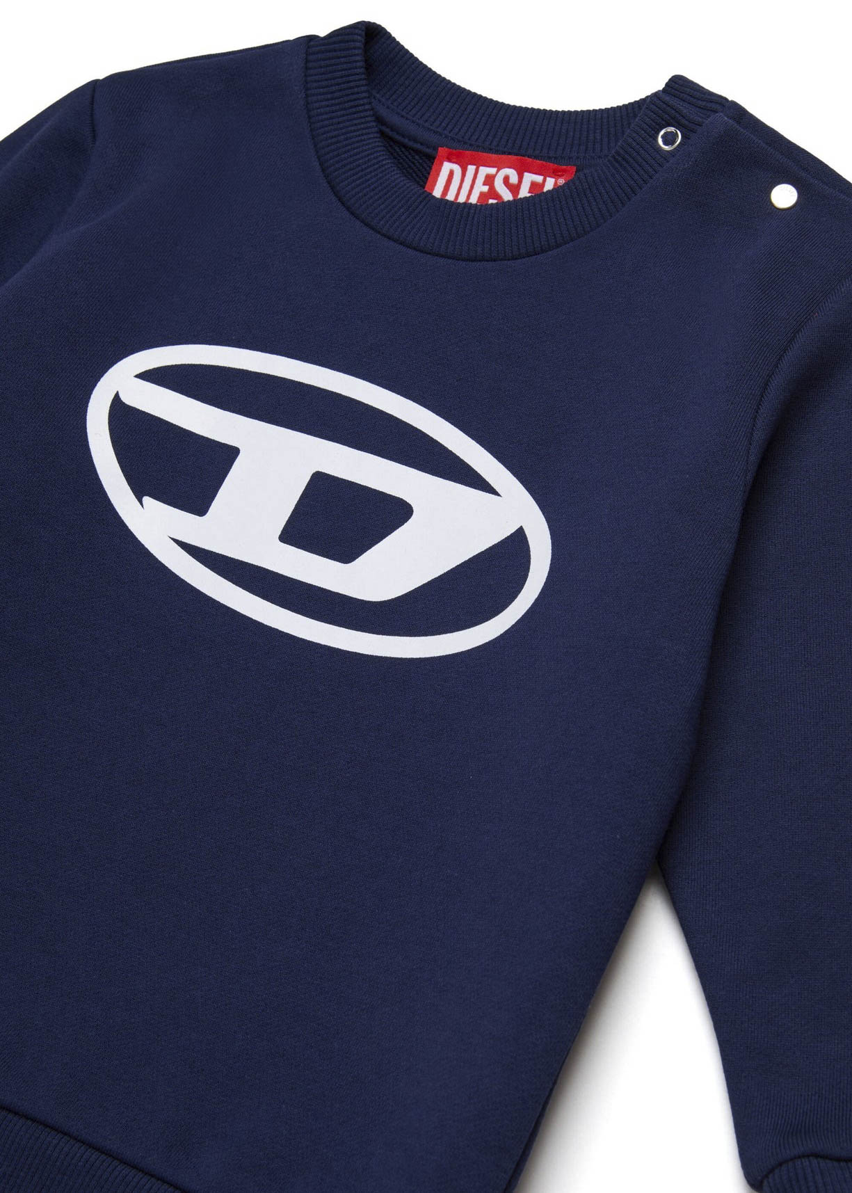 Diesel Kids Felpa Blu con Stampa Logo Oval D per Neonati (dettaglio)