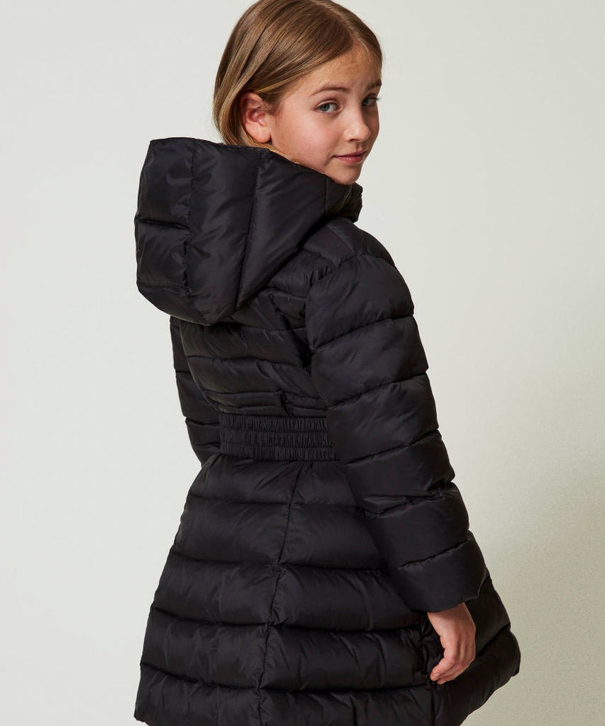 Twinset Kids Piumino Trapuntato Nero con Cintura per Bambine
