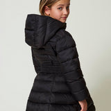 Twinset Kids Piumino Trapuntato Nero con Cintura per Bambine