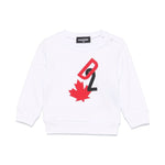 Dsquared2 Kids Felpa Girocollo Bianca con Stampa D2 per Neonati