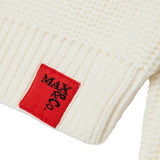 MAX&Co. Kids Maglione a Coste Panna con Scritta Rossa Make Your Mark Ricamata per Bambine