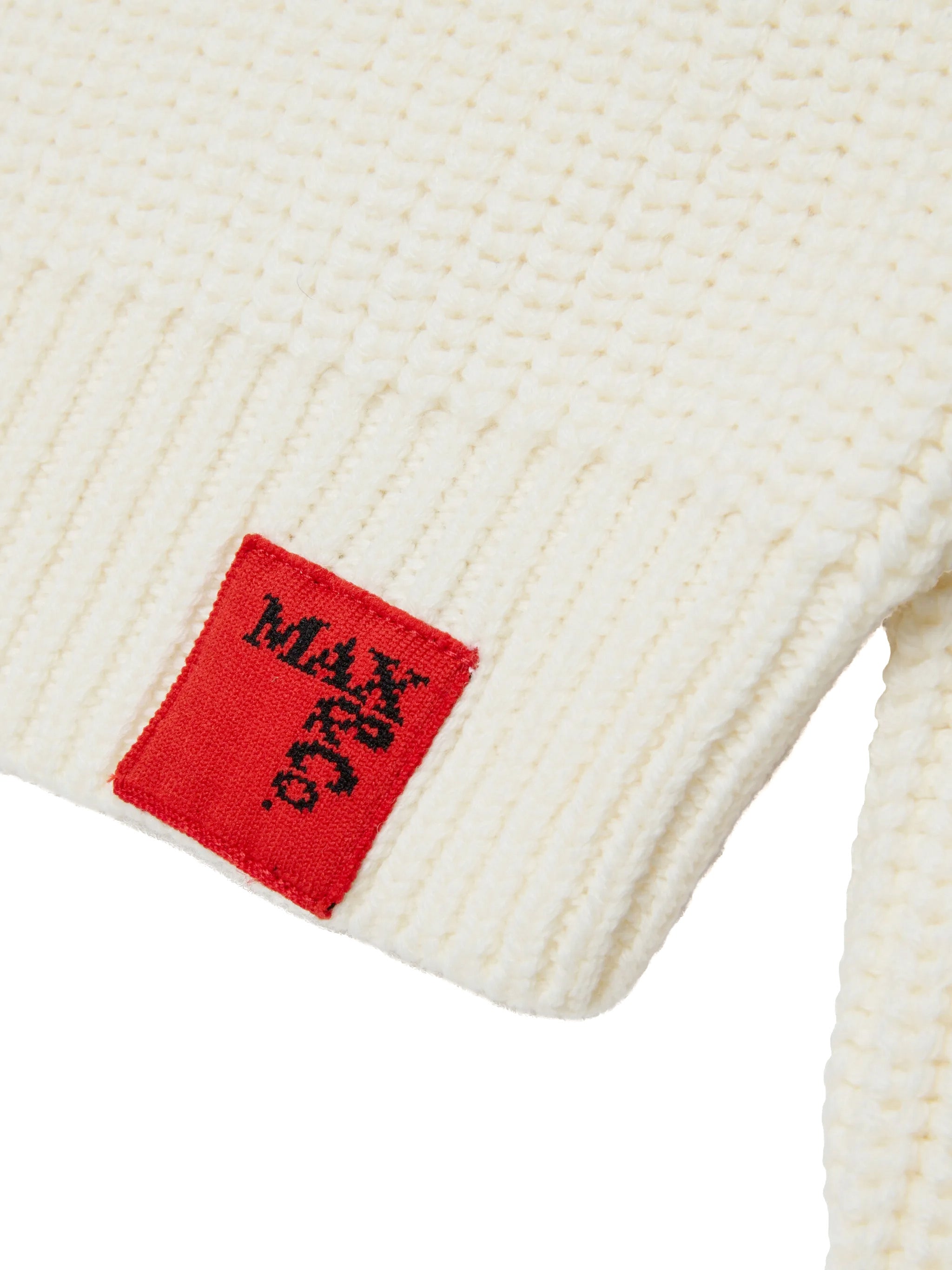 MAX&Co. Kids Maglione a Coste Panna con Scritta Rossa Make Your Mark Ricamata per Bambine