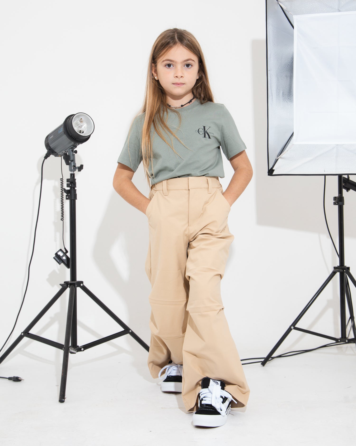 Calvin Klein Kids Pantaloni Beige Parachute per Bambini