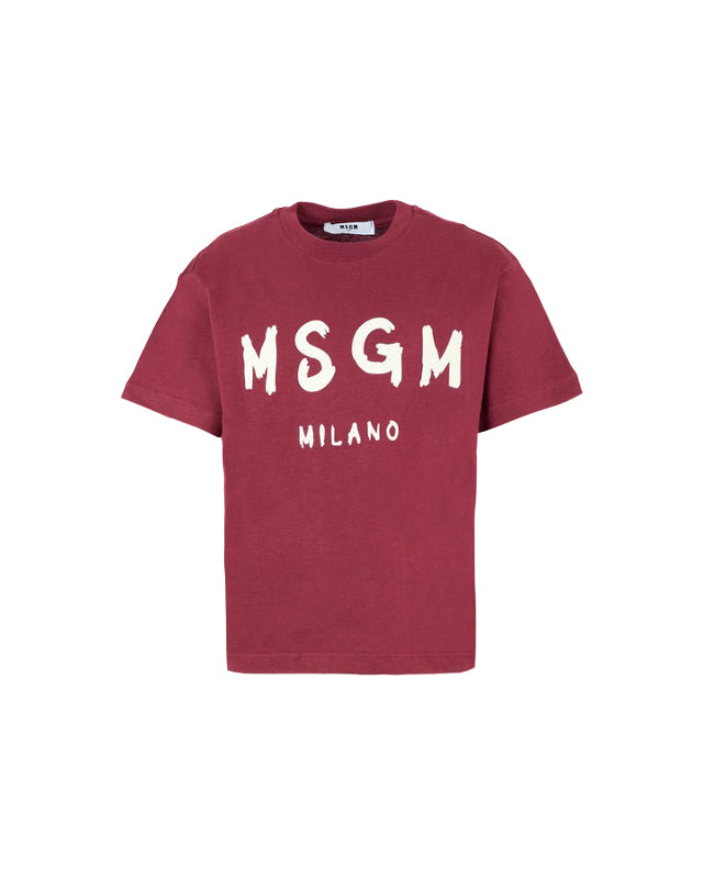 MSGM Kids T-shirt Borgogna con Logo per Bambini